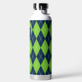 Met de hand gestikte Argyle - Lime & Navy Monogram Waterfles (Links)