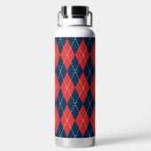 Met de hand gestikte Argyle - Rode witte en marine Waterfles (Achterkant)