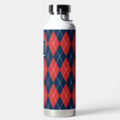 Met de hand gestikte Argyle - Rode witte en marine Waterfles (Links)