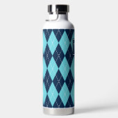 Met de Hand Gestikte Argyle - Turquoise & Navy Mon Waterfles (Rechts)