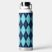Met de Hand Gestikte Argyle - Turquoise & Navy Mon Waterfles (Achterkant)