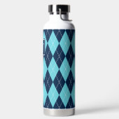 Met de Hand Gestikte Argyle - Turquoise & Navy Mon Waterfles (Links)
