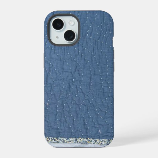 Met de hand gestikte telefoonhoes iPhone 15 case (Achterkant)