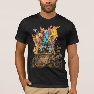 Met de Hand Getekend 3D Vlammend Mythologisch Wape T-shirt