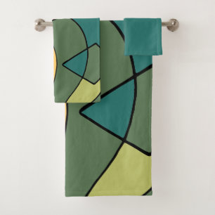 Met de hand getekend abstract vintage ontwerp bad handdoek