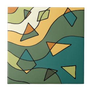 Met de hand getekend abstract vintage ontwerp tegeltje