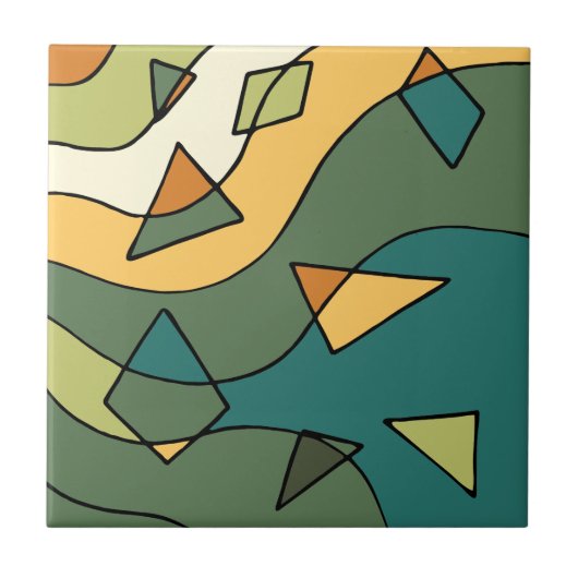 Met de hand getekend abstract vintage ontwerp    tegeltje (Voorkant)