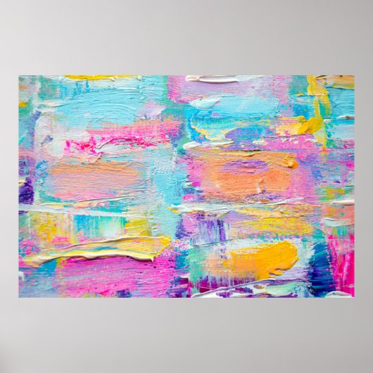 Met de hand getekend acrylschilderij. Abstracte ku Poster (Voorkant)