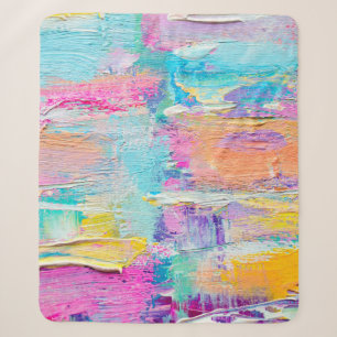 Met de hand getekend acrylschilderij. Abstracte ku Sherpa Deken