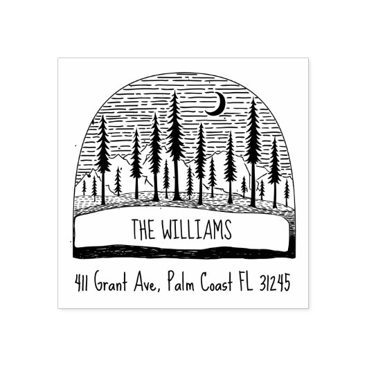 Met de hand getekend adres landschapsfamilie met p rubberstempel (Afrduk)