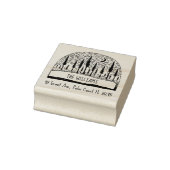 Met de hand getekend adres landschapsfamilie met p rubberstempel (Stempel)