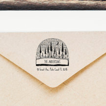 Met de hand getekend adres landschapsfamilie met p