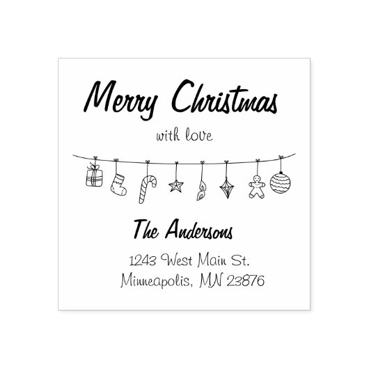 Met de hand getekend adres voor kerstdecoratie rubberstempel (Afrduk)