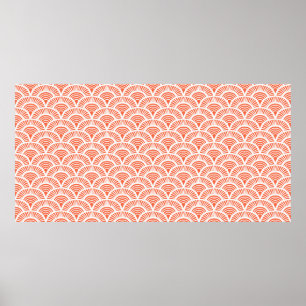 , met de hand getekend art decopatroon met schalen poster