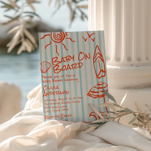 Met de Hand Getekend Baby Aankondiging Op Boord Su