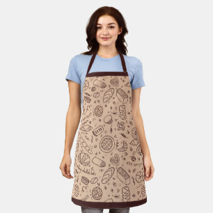 Met de hand getekend bakkerijpatroon Challah thema Schort