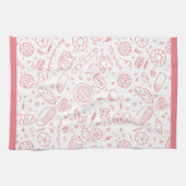 Met de hand getekend bakkerijpatroon Challah-thema Theedoek (Horizontaal)