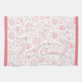 Met de hand getekend bakkerijpatroon Challah-thema Theedoek