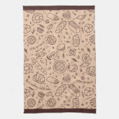 Met de hand getekend bakkerijpatroon Challah-thema Theedoek (Verticaal)