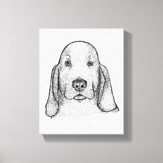Met de Hand Getekend Basset Hound Portret Canvas K Afdruk