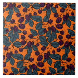 Met de hand getekend Blackberry-patroon Tegeltje