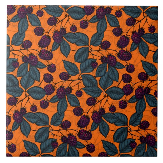 Met de hand getekend Blackberry-patroon Tegeltje (Voorkant)