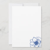 Met de Hand Getekend Blauw Bloemig Bruidsdiner Kaart (Achterkant)