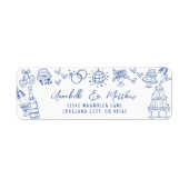 Met de Hand Getekend Blauwe Fantasie Huwelijks Ret Etiket (Voorkant)