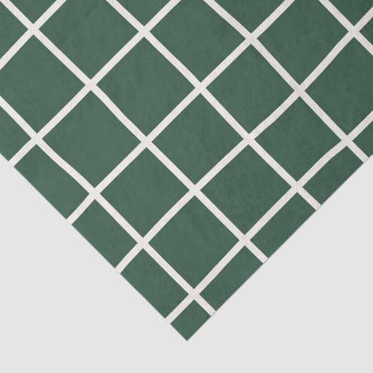 Met de Hand Getekend Bosgroen en Wit Raster Kerst Tissuepapier (Detail)