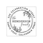 Met de hand getekend Botanisch Wreatretouradres Rubberstempel (Afrduk)