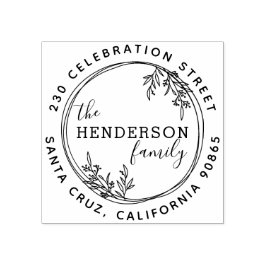 Met de hand getekend Botanisch Wreatretouradres Rubberstempel