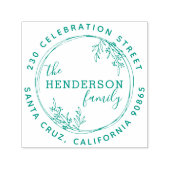 Met de hand getekend Botanisch Wreatretouradres Zelfinktende Stempel (Design)