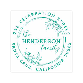 Met de hand getekend Botanisch Wreatretouradres Zelfinktende Stempel