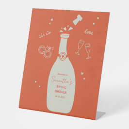 Met de hand getekend Champaign Bruiloftsborrel Bor Reclamebord Met Voetstuk