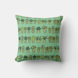 Met de hand getekend collectie met cactus doedels. kussen