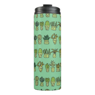 Met de hand getekend collectie met cactus doedels. thermosbeker