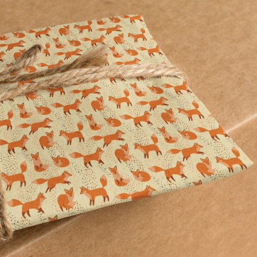 Met de Hand Getekend Cute Rode Vos Patroon Cadeau Cadeaupapier
