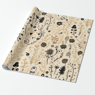 Met de Hand Getekend Doodle Bloemmotief Naadloos P Cadeaupapier