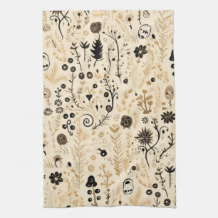 Met de Hand Getekend Doodle Bloemmotief Naadloos P Theedoek