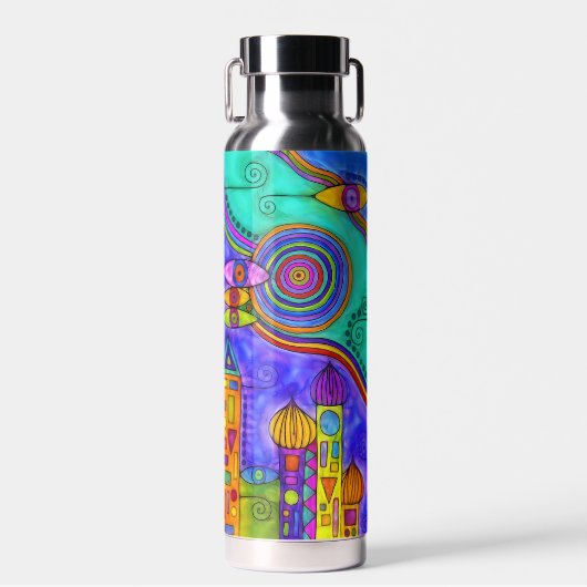 Met de hand getekend door EDDArt - Kom samen 2 Waterfles (Voorkant)