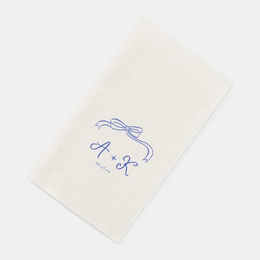 Met de Hand Getekend Frans Blauw Trouw Monogram Servet (Hoek)