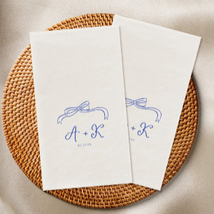 Met de Hand Getekend Frans Blauw Trouw Monogram Servet