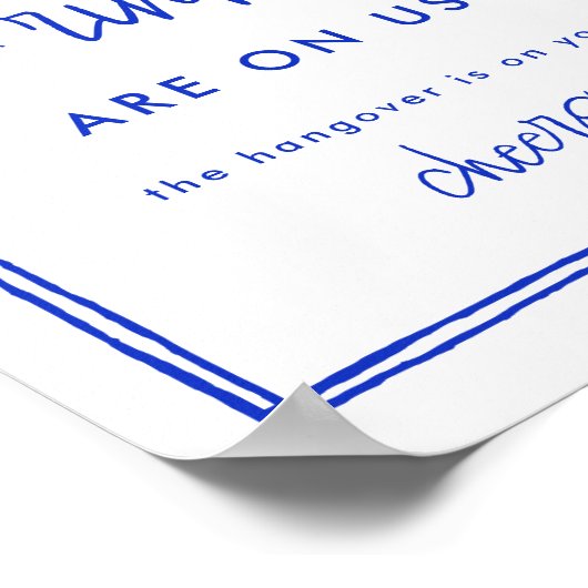 Met de hand getekend Frans blauw trouwfeest open b Poster (Hoek)