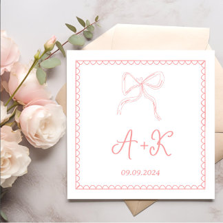 Met de hand getekend Frans roze trouwmonogram Servet