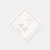 Met de hand getekend Frans roze trouwmonogram Servet (Hoek)