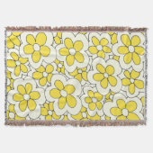 Met de hand getekend geel en roomventilatorontwerp deken (Voorkant)