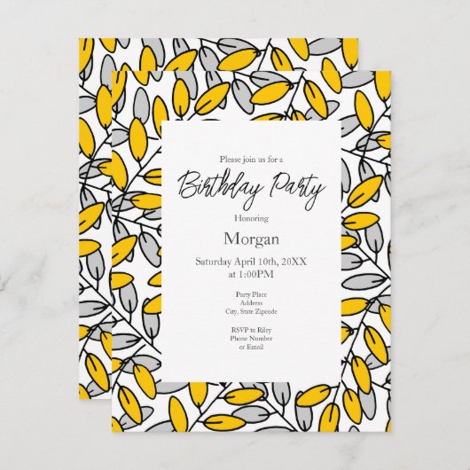 Met de hand getekend geel grijs lederen patroon kaart (Voorkant / Achterkant)