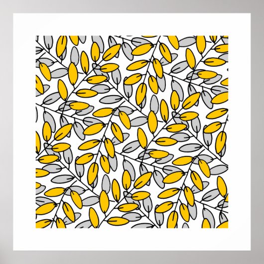 Met de hand getekend geel grijs lederen patroon poster (Voorkant)