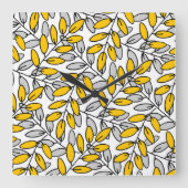 Met de hand getekend geel grijs lederen patroon vierkante klok (Voorkant)