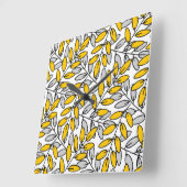 Met de hand getekend geel grijs lederen patroon vierkante klok (Hoek)